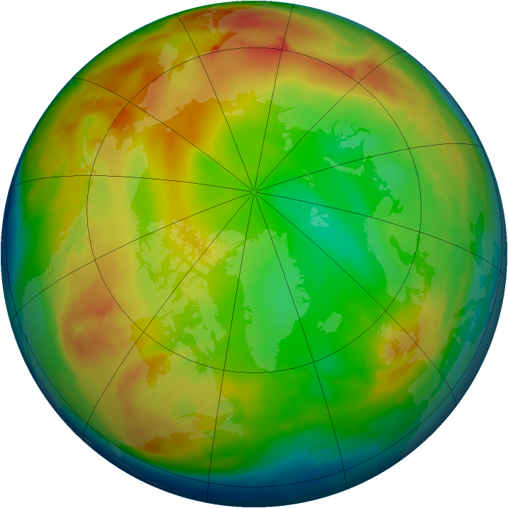 Arctic ozone map for 06 January 2010